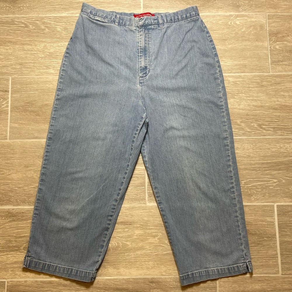 Gloria Vanderbilt Womens 12 Blue Capris Mom Core High Rise Cotton Spandex